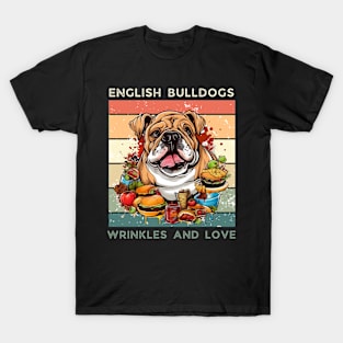 English Bulldogs Wrinkles And Love T-Shirt